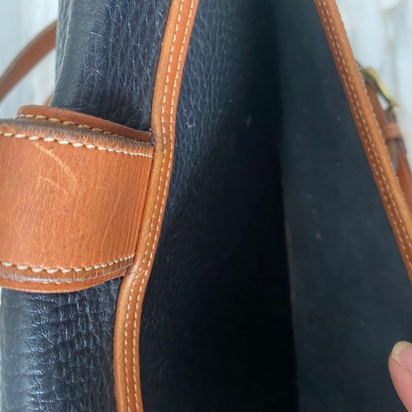 Dooney and Bourke Small Equestrian Classic Crossbody AWL Leather Black Tan Bag - Picture 10 of 12